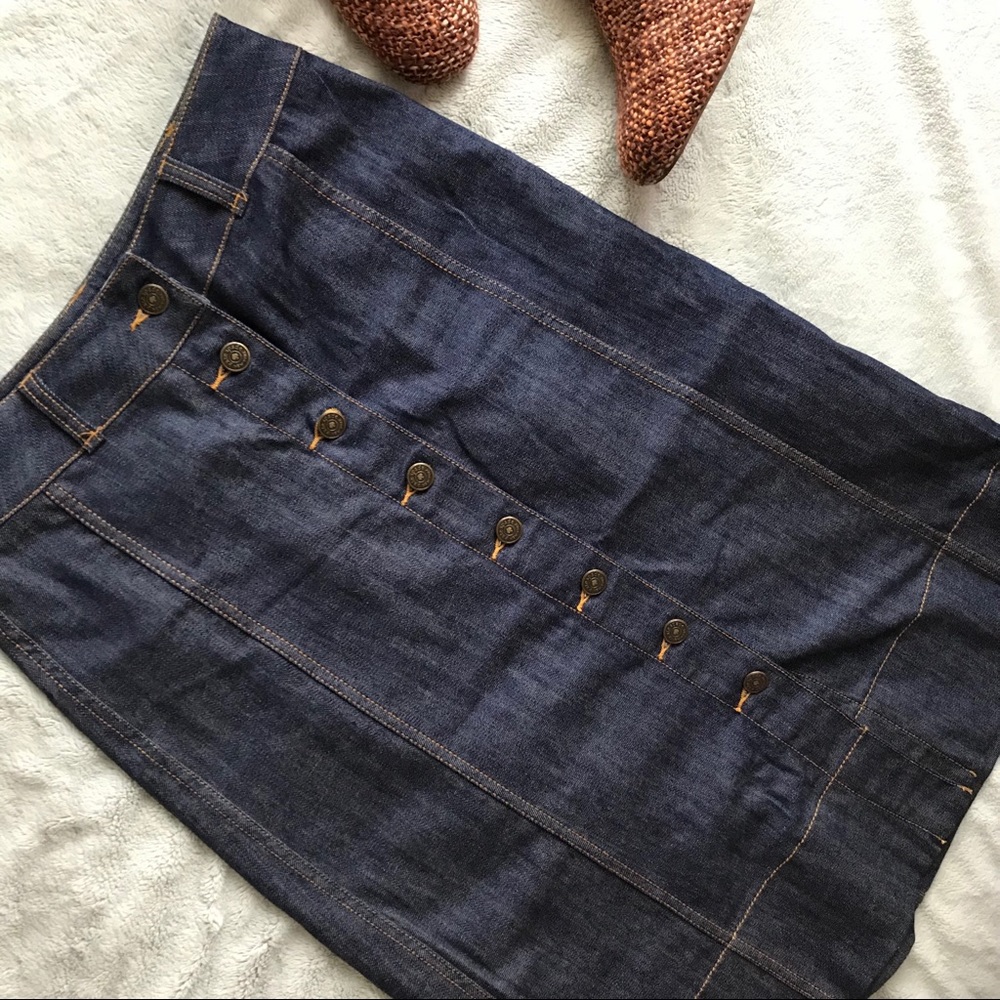 Kate Spade Broome Street Denim A-Line Button Skirt